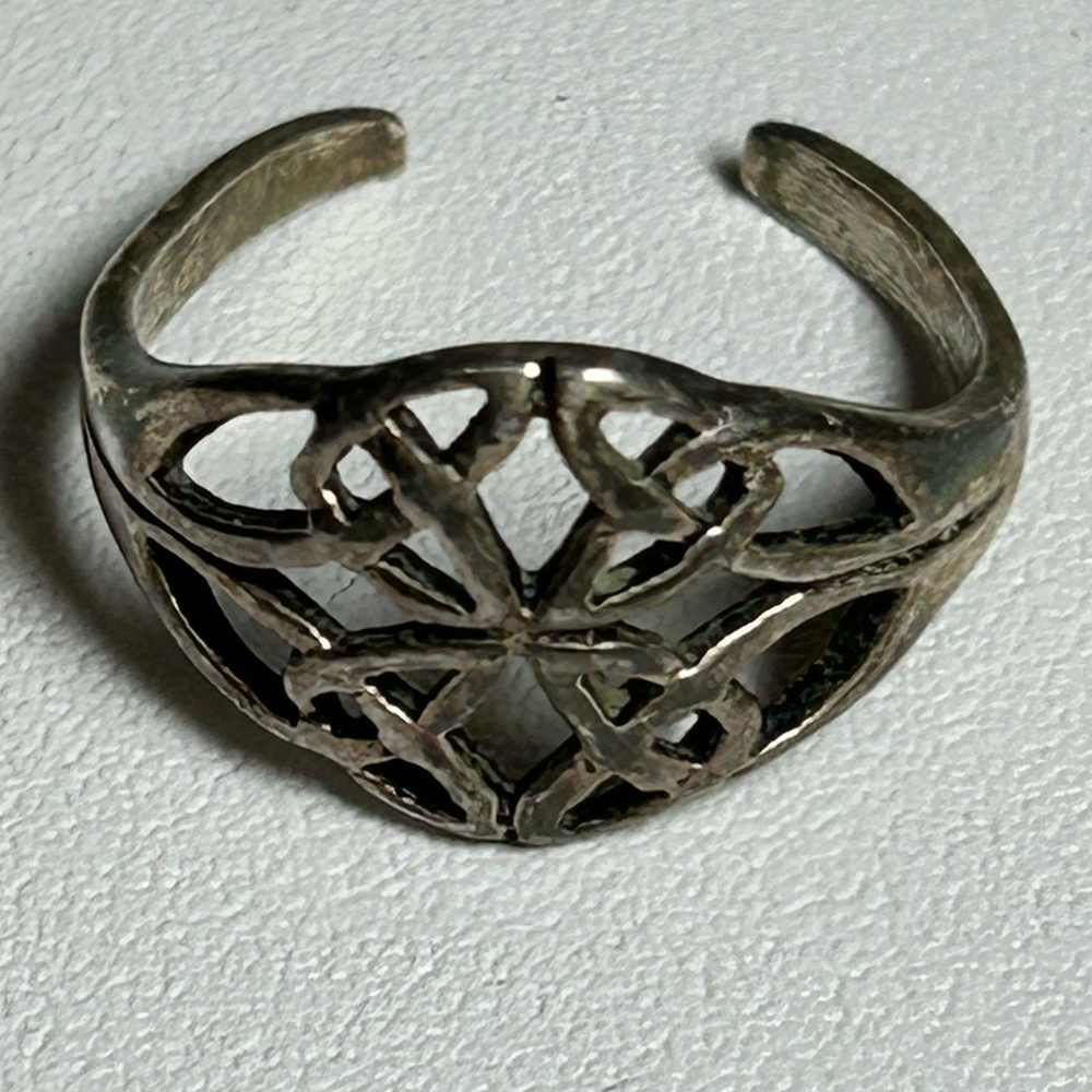Vintage Sterling Silver 925 Quadruple Triquetra Toe Ring Celtic Dainty Adjusts